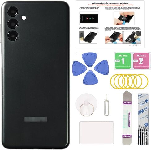 جرين فيوجن متوافق مع غطاء خلفي بديل لهاتف Galaxy A16 5G، A16 5G SM-A166P/B/E، باب خلفي مع عدسة كاميرا مثبتة مسبقًا، أدوات إصلاح وتعليمات، أزرق أسود in Kuwait