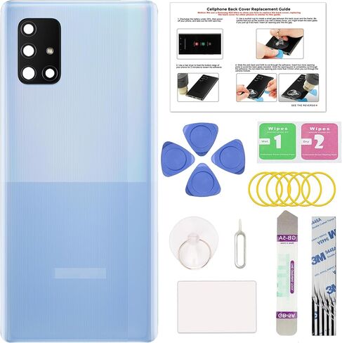 جرين فيوجن متوافق مع غطاء خلفي بديل لهاتف Galaxy A16 5G، A16 5G SM-A166P/B/E، باب خلفي مع عدسة كاميرا مثبتة مسبقًا، أدوات إصلاح وتعليمات، أزرق أسود in Kuwait