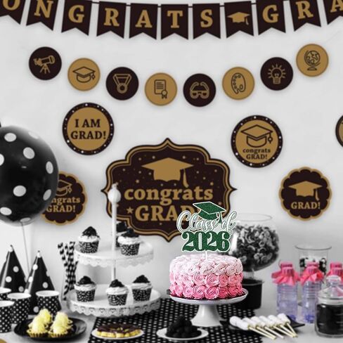 Lingboom Class of 2024 Cake Cake Topper Blue Glitter Happy Treawate تهنئة الديكورات الكعكة خريج 2024 التخرج تهانينا لوازم الحزب الخريج in Kuwait