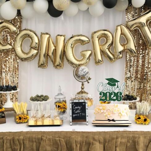 Lingboom Class of 2024 Cake Cake Topper Blue Glitter Happy Treawate تهنئة الديكورات الكعكة خريج 2024 التخرج تهانينا لوازم الحزب الخريج in Kuwait