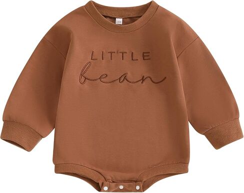 ملابس أطفال من Little Bean للرضع والبنات والأولاد ملابس خريفية مطرزة بالفول السوداني وأكمام طويلة ملابس قطعة واحدة in Kuwait