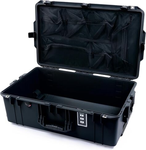 حافظة Pelican 1595 من ColorCase - سوداء - حافظة كبيرة الحجم مقاومة للماء مع منظم غطاء شبكي - مقابض ومزالج زرقاء in Kuwait