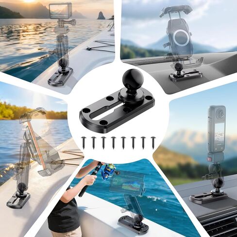 4" Tough-Track Mount with 1" Ball T-Bolt Track Base for Kayak Boat, Compatible with RAM Mounts B Size 1" Ball Double Socket Arm, for Phone Holder, Fish Finder, Action Camera Mount, 8 Screws in Saudi Arabia