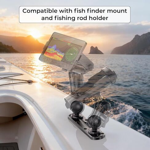 7" Tough-Track Mount with 2 PCS 1.5" Ball T-Bolt Base for Kayak Boat, Compatible with RAM Mounts C Size 1.5" Ball Double Socket Arm, for Fish Finder Mount, Fishing Rod, Marine GPS, 10 Screws in Saudi Arabia