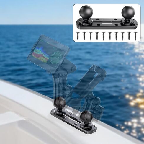 7" Tough-Track Mount with 2 PCS 1.5" Ball T-Bolt Base for Kayak Boat, Compatible with RAM Mounts C Size 1.5" Ball Double Socket Arm, for Fish Finder Mount, Fishing Rod, Marine GPS, 10 Screws in Saudi Arabia