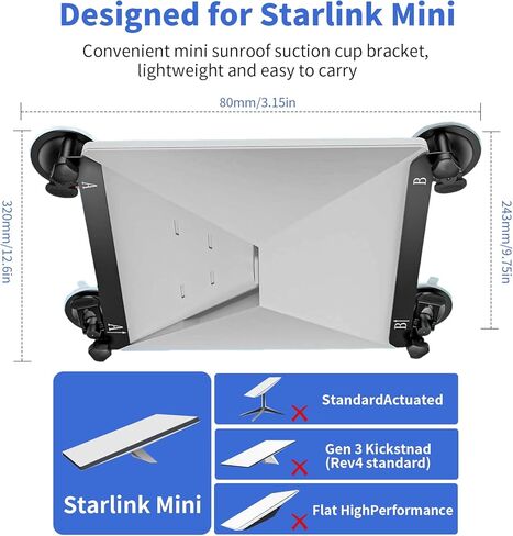 حامل Starlink Mini لأسقف السيارة أو النوافذ، حامل كأس شفط Starlink Mini Accessories، أكواب شفط قوية تم اختبارها على الطريق لمركبات RVs والقوارب والطائرات والمزيد، مجهزة بـ 6 أكواب شفط in Kuwait