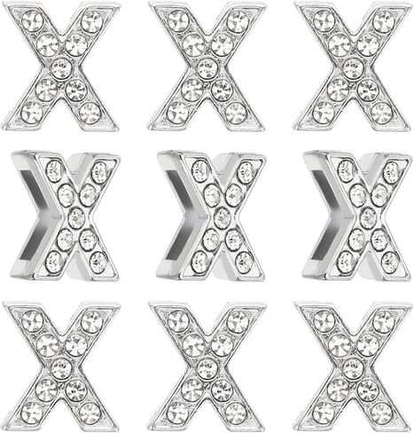PATIKIL 30pcs Letter Charm, Rhinestone Letter Charm Crystal Alphabet Slide Wristbands Charm Pendant for Jewelry Making Leather Collar Necklace Bracelets Hair Clips, Silvery, a in Saudi Arabia