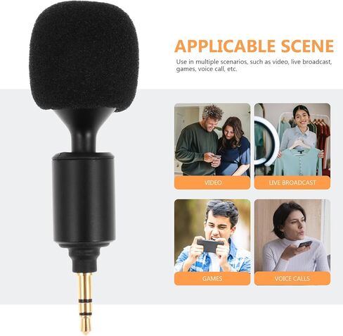 Bendable 3.5mm Straight Head PC Microphone for Laptop Live Streaming and Recording, Stereo 3-Section Mic Suitable for Home and Video Use in Saudi Arabia