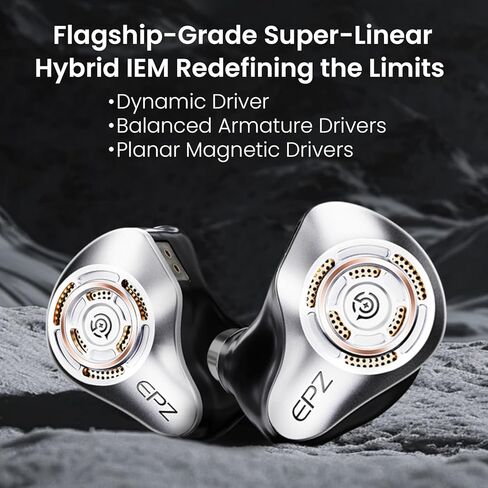 EPZ P50 1DD + 2BA + 2 Planar Hybrid Drivers HiFi IEM 3.5/4.4 قابس قابل للاستبدال 6N كابل سماعة أذن نحاسي كريستالي واحد مطلي بالفضة in Kuwait