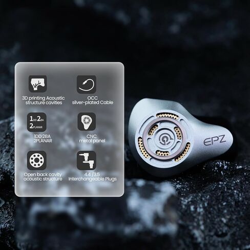 EPZ P50 1DD + 2BA + 2 Planar Hybrid Drivers HiFi IEM 3.5/4.4 قابس قابل للاستبدال 6N كابل سماعة أذن نحاسي كريستالي واحد مطلي بالفضة in Kuwait