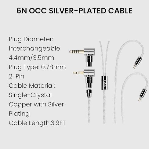 EPZ P50 1DD + 2BA + 2 Planar Hybrid Drivers HiFi IEM 3.5/4.4 قابس قابل للاستبدال 6N كابل سماعة أذن نحاسي كريستالي واحد مطلي بالفضة in Kuwait
