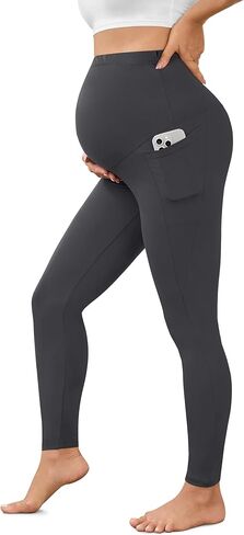 Women's Maternity Leggings with Pockets Over The Belly Pregnancy Active Wear Workout Yoga Tights Pants in Saudi Arabia