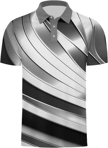 Short Sleeve Men Golf Shirt: Sport Novelty Striped Graphic Print Polo Clothes in Saudi Arabia