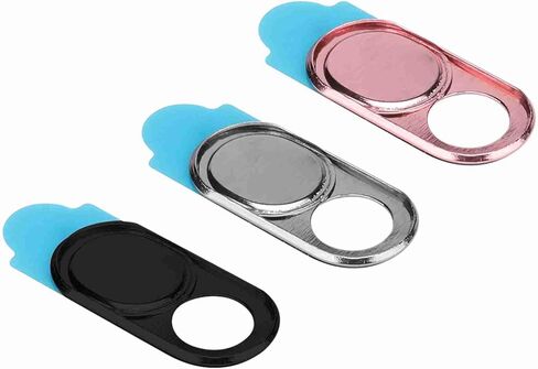 3pcs Metal Webcam Cover, Privacy Protection Camera Lens Cover Sticker with Easy Slide Design, for Smartphones Tablets Laptops (Silver Black Pink Mixed Color) in Saudi Arabia