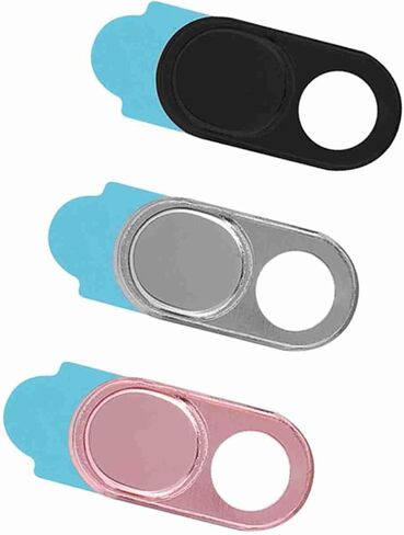 3pcs Metal Webcam Cover, Privacy Protection Camera Lens Cover Sticker with Easy Slide Design, for Smartphones Tablets Laptops (Silver Black Pink Mixed Color) in Saudi Arabia