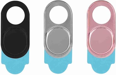 3pcs Metal Webcam Cover, Privacy Protection Camera Lens Cover Sticker with Easy Slide Design, for Smartphones Tablets Laptops (Silver Black Pink Mixed Color) in Saudi Arabia
