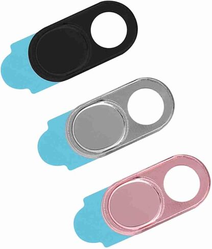 3pcs Metal Webcam Cover, Privacy Protection Camera Lens Cover Sticker with Easy Slide Design, for Smartphones Tablets Laptops (Silver Black Pink Mixed Color) in Saudi Arabia