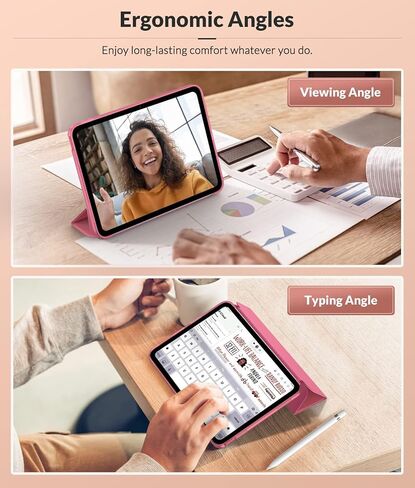 MoKo Slim Case and Keyboard Case for iPad 10th Generation 10.9 inch 2022, Soft TPU Translucent Back Case with Multi-Angle Detachable Bluetooth Keyboard, Watermelon+Pink in Saudi Arabia
