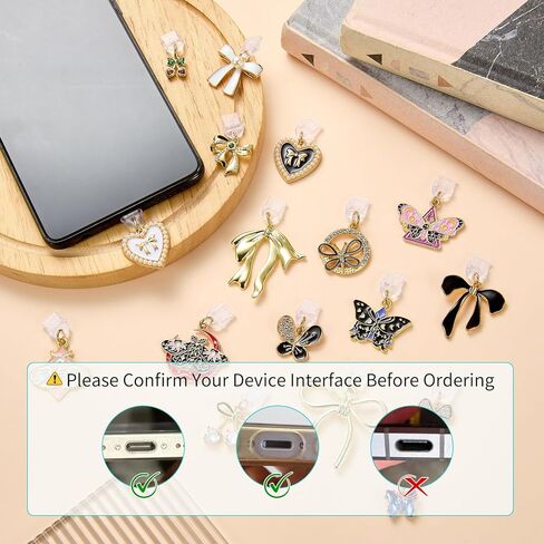 Anti Dust Plug Charm Type C USB C Dust Plug Charm with Alloy Aesthetics Pendant Cute Charging Port Protector for Phone Accessories in Saudi Arabia