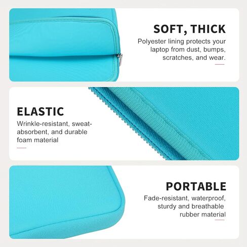 Laptop Case - Polyester Computer Sleeve Carrying Bag Shockproof Laptop Protective Cover for 11" Notebook, Light Blue in Kuwait