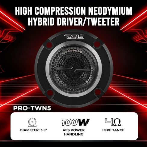 مكبر صوت DS18 PRO-TWN5 عالي الضغط من النيوديميوم سوبر بوليت 1.5 بوصة VC 400 بحد أقصى، 200 وات RMS، 4 أوم مع مكبرات صوت متقاطعة مدمجة هي الأفضل في سوق الصوت الاحترافي وVoceteo (مكبر صوت واحد) (متجدد) in Saudi Arabia