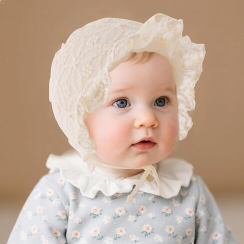 2 Pcs Baby Girl Bonnets Adjustable Lace Eyelet Sun Hat for Infant Toddler Girl Birthday in Saudi Arabia