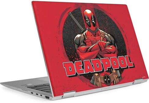 غلاف كمبيوتر محمول من Skinit متوافق مع EliteBook x360 1030 G3 - تصميم شعار Marvel Deadpool Deadpool مرخص رسميًا in Kuwait