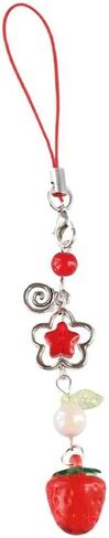Sweet Y2K Cute Strawberry/Peach Mobile Phone Lanyard Lovely Fruits Phone Chain For Cellphone Keychain in Saudi Arabia