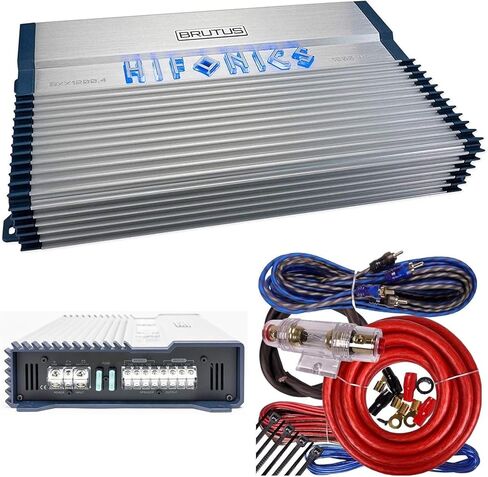 Hifonics BXX1200.4 Brutus 1000 Watt Super Class A/B مضخم صوت للسيارة ذو 4 قنوات مع مجموعة تثبيت كاملة ذات 4 قنوات in Kuwait