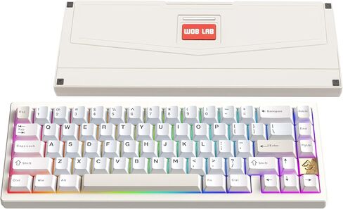 KEEBMONKEY WOBKEY Zen 65 65% Quick Release Wireless Mechanical Keyboard with RGB, CNC Aluminum Case, Hot-Swappable, VIA Support, BT/2.4G/USB-C Gaming Keyboard for Mac/Windows (Ultra Warm Silver) in Saudi Arabia