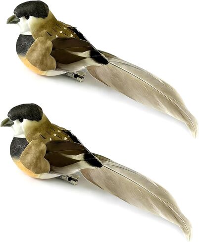2pcs Artificial Birds Foam Bird Sparrow Ornaments Clip on Decorative Feathered Birds for Christmas Tree Decoration Winter Seasonal Festival Decor (Sparrow A) in Saudi Arabia