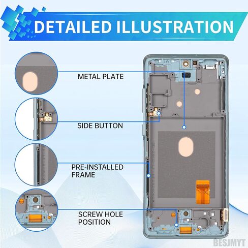 استبدال شاشة AMOLED لهاتف Samsung Galaxy S20 FE 5G OLED شاشة تعمل باللمس محول رقمي كامل مع إطار سحابة النعناع ومجموعة أدوات إصلاح الزجاج بزر جانبي SM-G781U SM-G781U1 in Kuwait
