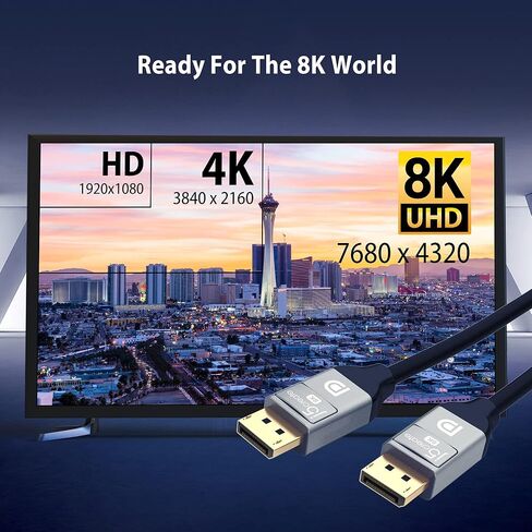 j5create VESA Certified 8K DisplayPort Cable, Supports DP 1.4, 4K@120Hz, 8K@60Hz, HDR for Gaming Monitor, TV, PC, Laptop - 6.6ft (JDC43) in Saudi Arabia