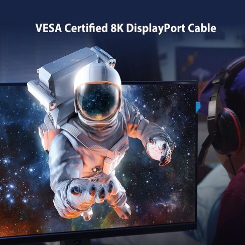 j5create VESA Certified 8K DisplayPort Cable, Supports DP 1.4, 4K@120Hz, 8K@60Hz, HDR for Gaming Monitor, TV, PC, Laptop - 6.6ft (JDC43) in Saudi Arabia