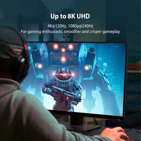j5create VESA Certified 8K DisplayPort Cable, Supports DP 1.4, 4K@120Hz, 8K@60Hz, HDR for Gaming Monitor, TV, PC, Laptop - 6.6ft (JDC43) in Saudi Arabia