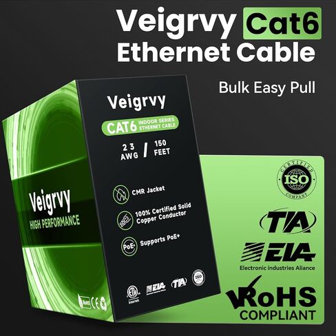 كابل إيثرنت Cat 6 بطول 1000 قدم (CMR) - كابل Riser CAT6 السائب 23AWG، كابل POE + Cat 6 550 ميجا هرتز 10 جيجابت UTP LAN Cat6 أزرق in Kuwait