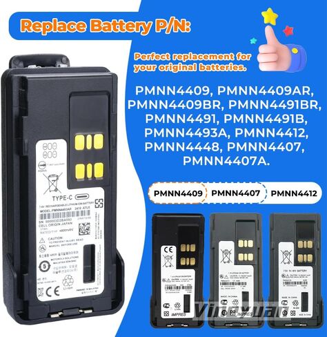 PMNN4493AR Replacement Battery with Type-C Charger Port for XPR3300 XPR3500 DP4400 XPR7350 XPR7550 APX1000 GP328D DP4601 DGP8550Ex Radios(4800mAh) in Saudi Arabia