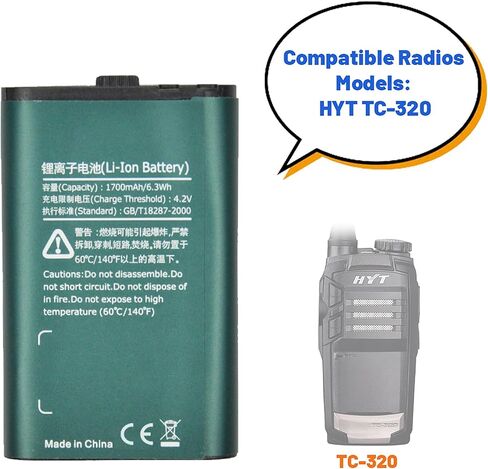 2 Pack HYT BL1715 BL1101 Replacement Li-ion Battery for Hytera HYT TC-320 TC320 Battery in Saudi Arabia