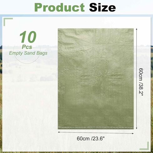 PATIKIL Heavy Duty Sand Bags, (23.6"x38.2", Gray) (10 Pcs), Empty Sandbags Woven Polypropylene Sandbags Sand Bags Suit for - Flooding Weight Construction Earth Bag Homes in Saudi Arabia