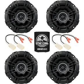 مكبرات صوت KICKER مقاس 4 بوصات لمجموعة ترقية Jeep Wrangler JL 2018-2023 - 4 عبوات من سلسلة DS مع حزام، ولوحة قيادة صوتية أمامية محورية للسيارة ومكبر صوت علوي خلفي DSC40، 43DSC404 in Kuwait