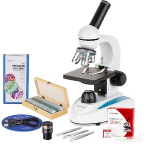 Student 40X-1000X Portable LED Monocular Student Microscope with 1MP Digital Camera, 3-Piece Precision Tweezers Set and 50-Piece Prepared Microscope Slide Set in Saudi Arabia