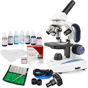 Teacher's Choice: 40X-1000X Cordless LED Metal Frame Microscope with Course and Fine Focus, 5MP Digital Camera and Vital Stain Kit for Living Cells in Saudi Arabia
