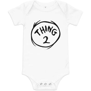 Dr. Seuss The Cat in the Hat Thing 2" - Unisex Baby Short Sleve Cotton Bodysuit - Officially Licensed in Kuwait