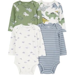 Carter's Baby Boys 4-Pack Long-Sleeve Bodysuits, baby dino/multi, nb in Kuwait