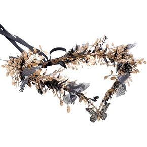MOSTORY Handmade Fairy Butterfly Crown - Elf Flower Hadpiece Elven Headband for Women Girls Spring Wedding Maternity Shoot in Kuwait