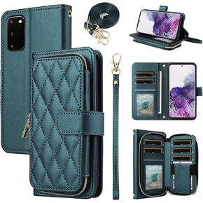 Wallet Case for Samsung Galaxy S21 5G 6.2 inch with Wrist Strap 9+ Card Slots Zipper Purse Luxury PU Leather Stand Full Body Accessories Cell Phone Cover for S 21 21S G5 Women Girls Deep Purple in Kuwait