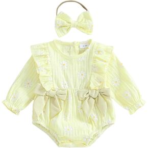 Mubineo Baby Girl Clothes Cute Ruffle Romper Outfits Long Sleeve Bodysuit Tops Infant Set Fall Winter Princess Outfit in Kuwait