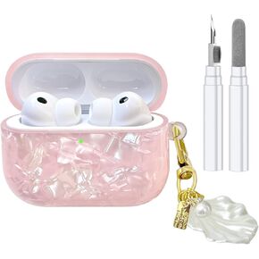 متوافق مع حافظة AirPods Pro 3، غطاء حماية لطيف من مادة TPU للجيل الثالث من AirPods Pro مع مجموعة أدوات تنظيف وإكسسوارات حبل قصير للنساء والفتيات - وردي in Kuwait