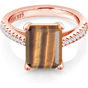 Gem Stone King 18K Rose Gold Plated Silver Gemstone Birthstone and White Created Sapphire Ring For Women (Available In Size 5, 6, 7, 8, 9) in Saudi Arabia