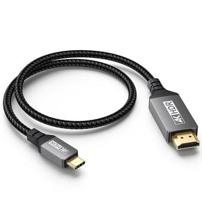 كابل USB C إلى HDMI بطول 2 قدم، كابل USB قصير من النوع C إلى HDMI 2.0 [4K@60 هرتز، عالي السرعة] سلك شاشة مجدول متوافق مع Thunderbolt 5/4/3، MacBook Pro Air/Mac Mini/iPad/iPhone17/16، Galaxy S25 in Kuwait